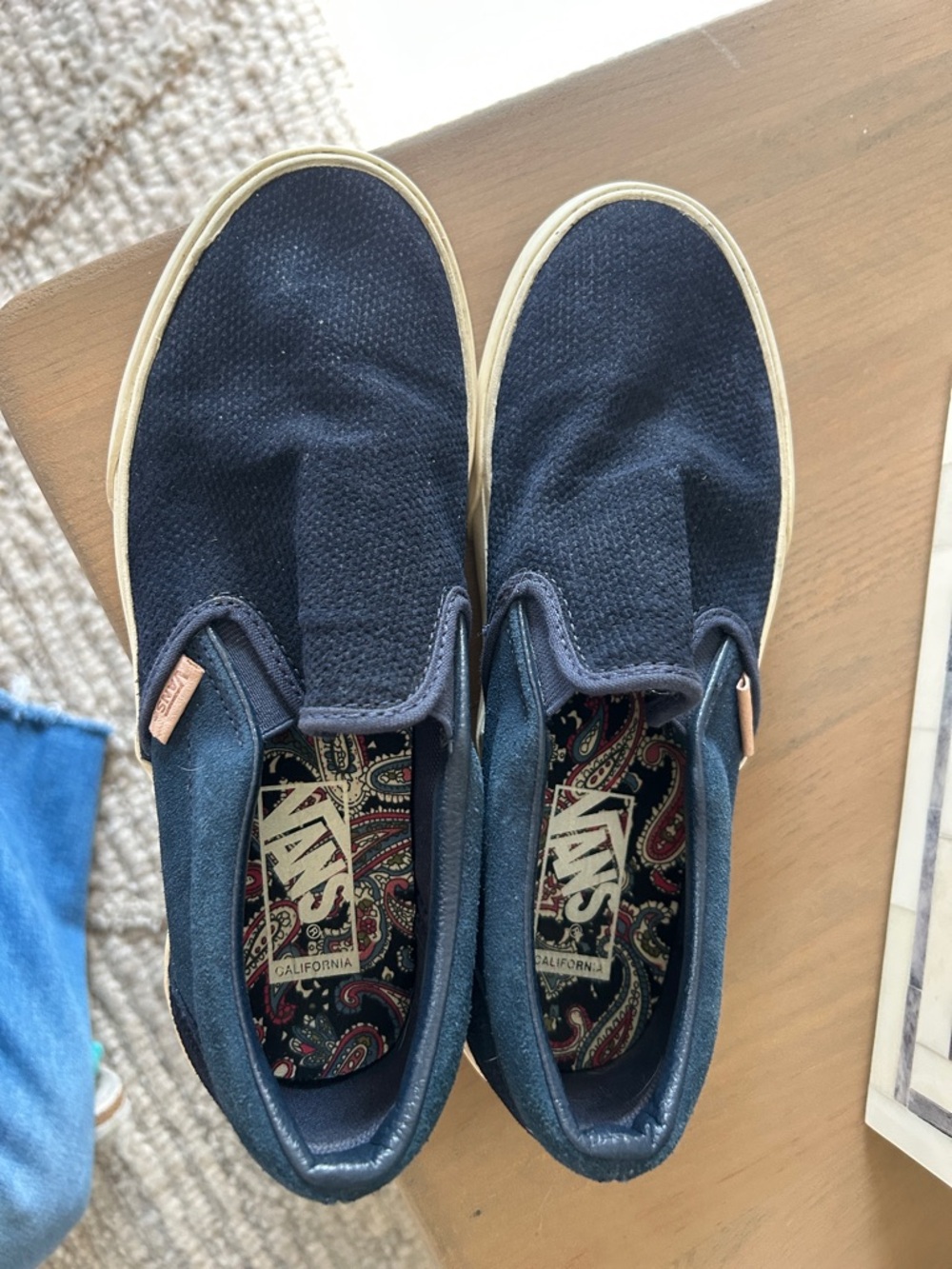 Vans Navy Slip-On Sneakers with Cream Soles